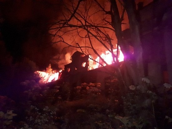 Усадьбу Волышово подожгли в Порховском районе этой ночью